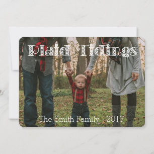 Karierte Tidings Tan Red BlackPlaid Zurück Holiday Feiertagskarte