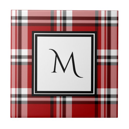 Karierte Tile der roten klassischen Monogramm-Kera Fliese (Vorderseite)