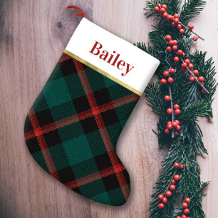 Karierte Tradition Rot und Grün Personalisiert Kleiner Weihnachtsstrumpf
