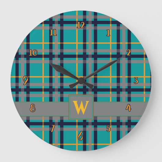 Karierte Uhr blau und orange (Vorderseite)