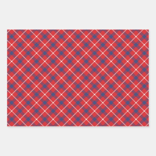Karierte Umschlagpapier für Rot, Weiß und Blau Geschenkpapier Set (Vorderseite)