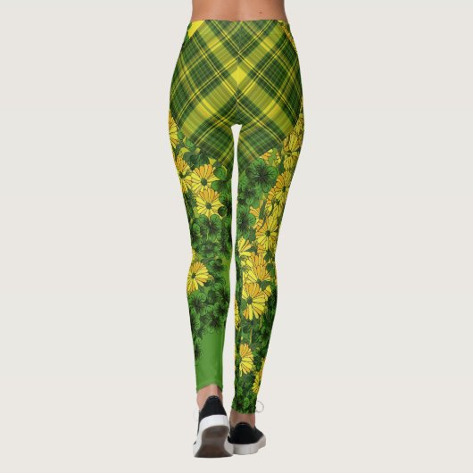 Karierte und florale Patchwork Leggings (Rückseite)
