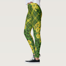 Karierte und florale Patchwork Leggings