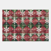 Karierte und Schneeflocken Geschenkpapier Set (Vorderseite 3)