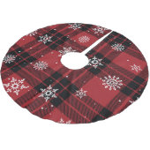 Karierte und Schneeflocken Polyester Weihnachtsbaumdecke (Schrägansicht)