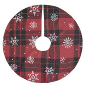 Karierte und Schneeflocken Polyester Weihnachtsbaumdecke (Vorderseite)