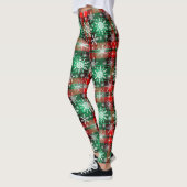Karierte und Schneeflocken Weihnachten Leggings (Links)
