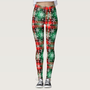 Karierte und Schneeflocken Weihnachten Leggings