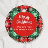 Karierte und Schneeflocken Weihnachtsmuster 1 Geschenkanhänger (Rückseite)