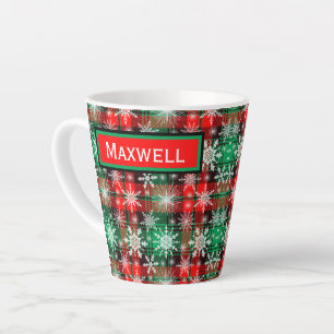 Karierte und Schneeflocken Weihnachtsmuster 1 Latt Milchtasse