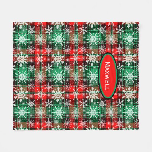 Karierte und Schneeflocken Weihnachtsmuster 1 mit Fleecedecke (Vorderseite (Horizontal))