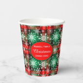 Karierte und Schneeflocken Weihnachtsmuster 1 mit Pappbecher (Rückseite)