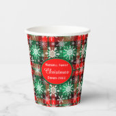 Karierte und Schneeflocken Weihnachtsmuster 1 mit Pappbecher (Vorderseite)