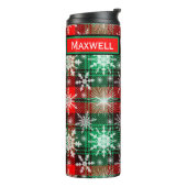 Karierte und Schneeflocken Weihnachtsmuster 1 mit  Thermosbecher (Nach links gedreht)