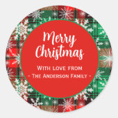 Karierte und Schneeflocken Weihnachtsmuster 1 Runder Aufkleber (Vorderseite)