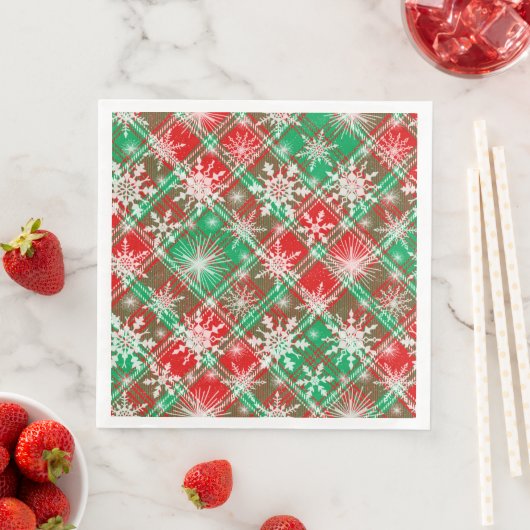 Karierte und Schneeflocken Weihnachtsmuster 2 Serviette (Beispiel)
