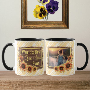 Karierte und Sonnenblumen Oma-Kaffee-Tasse Tasse