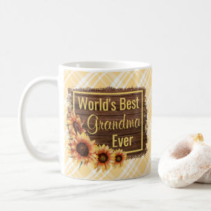 Karierte und Sonnenblumen Oma Kaffeetasse