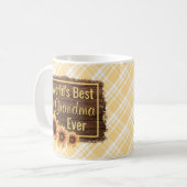Karierte und Sonnenblumen Oma Kaffeetasse (Vorderseite Links)