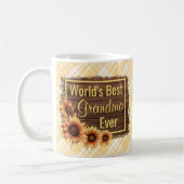 Karierte und Sonnenblumen Oma Kaffeetasse (Links)