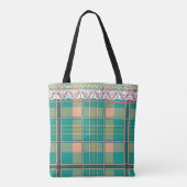 Karierte und spitzengrüne und pfirsichgrüne Tasche (Rückseite)