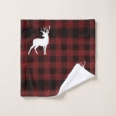 Karierte und weiße Liebe zu Weihnachten Badhandtuch Set (Waschlappen)