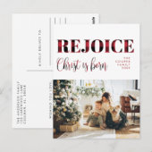 Karierte Urlaubskarte | Moderne Weihnachten Postkarte (Vorne/Hinten)