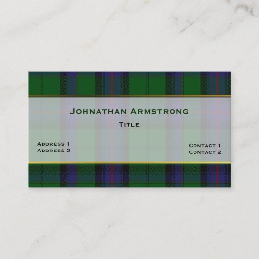 Karierte Visitenkarte für den Armstrong Clan (Vorderseite)