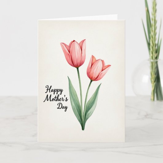 Karierte Watercolor Blossom Karte (Vorderseite)