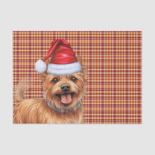 Karierte Weihnachten Australier Terrier Dog Holida Seidenpapier (Vorderseite)