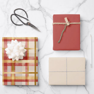 Karierte Weihnachten Geschenkpapier Set