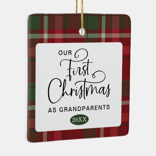 Karierte Weihnachten Großeltern Foto Weihnachten Keramikornament (Rechts)