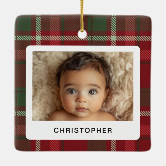 Karierte Weihnachten Großeltern Foto Weihnachten Keramikornament (Rückseite)