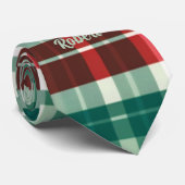 Karierte Weihnachten grün und rot Krawatte (Gerollt)