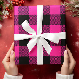 Karierte Weihnachten in Pink und Black Buffalo Geschenkpapier Set