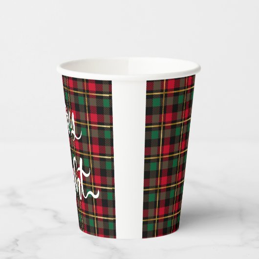 Karierte Weihnachten in Rot, Grün, Schwarz und Gol Pappbecher (Links)