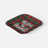 Karierte Weihnachten in Rot, Grün, Schwarz und Gol Pappteller (Gewinkelt)