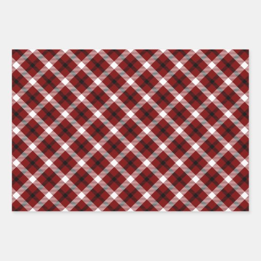 Karierte Weihnachten in Rot, Schwarz und Weiß Geschenkpapier Set (Vorderseite)