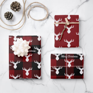 Karierte Weihnachten in Rot und Schwarz Buffalo Geschenkpapier Set