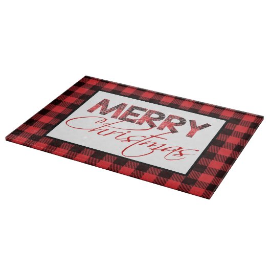 Karierte Weihnachten in Rot und Schwarz Buffalo Schneidebrett (Ecke)
