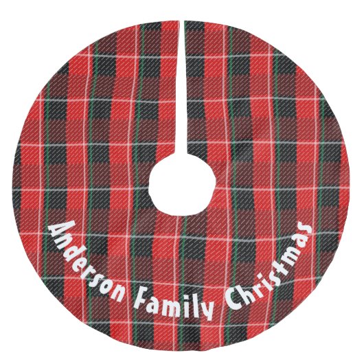 Karierte Weihnachten Polyester Weihnachtsbaumdecke (Vorderseite)