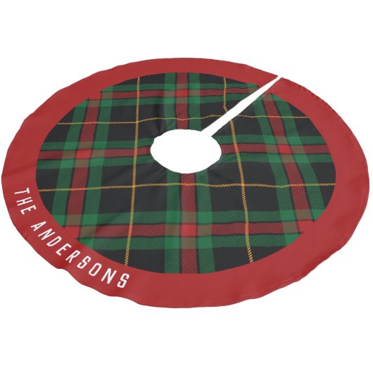 Karierte Weihnachten Polyester Weihnachtsbaumdecke (Schrägansicht)