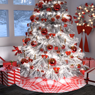 Karierte Weihnachten Polyester Weihnachtsbaumdecke