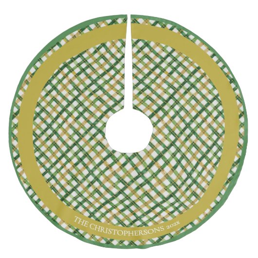 Karierte Weihnachten Polyester Weihnachtsbaumdecke (Vorderseite)