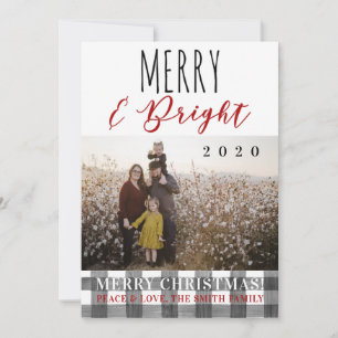 Karierte Weihnachts-Familienfoto-Karte Feiertagskarte