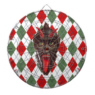 karierte Weihnachts-Krampus Dartscheibe