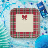 Karierte Weihnachts-Papierplatten Pappteller (Party)