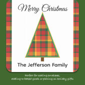 Karierte Weihnachtsbaum Weihnachtskleber Quadratischer Aufkleber