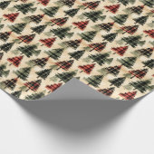Karierte Weihnachtsbäume auf Beige Geschenkpapier (Ecke)