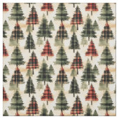 Karierte Weihnachtsbäume auf Beige Stoff (Muster)